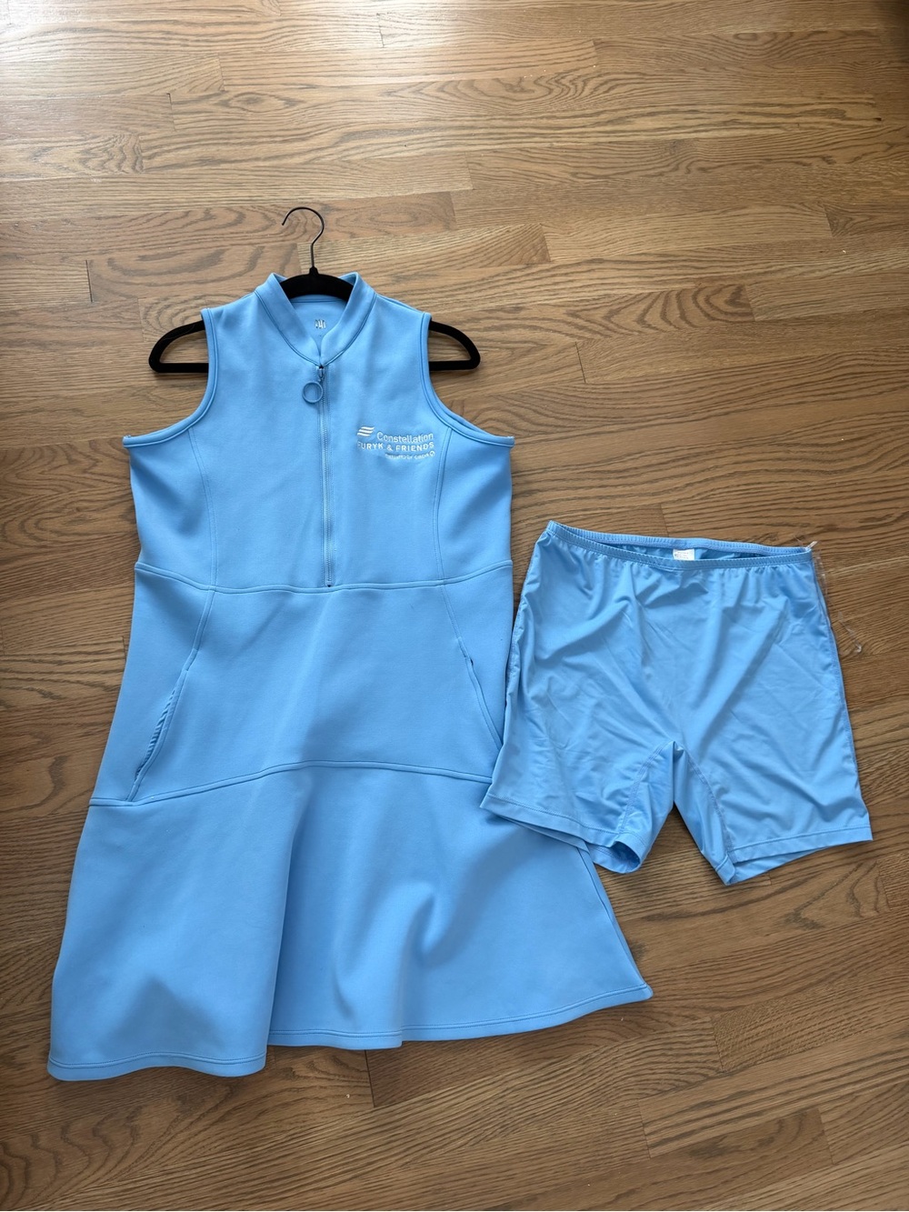 Carolina Blue Ladies Sleeveless Athletic Dress w/spandex shorts - Picture 3 of 5